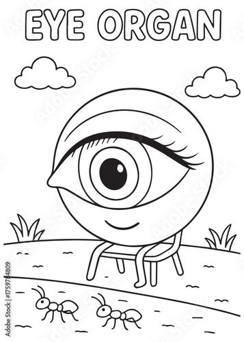 coloring book eye organ watching ants