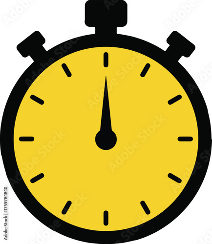 Simple yellow stopwatch icon symbolizing time speed measurement and countdown timer
