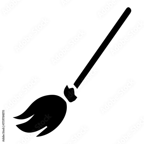 Broomstick Silhouette Icon Vector Graphic