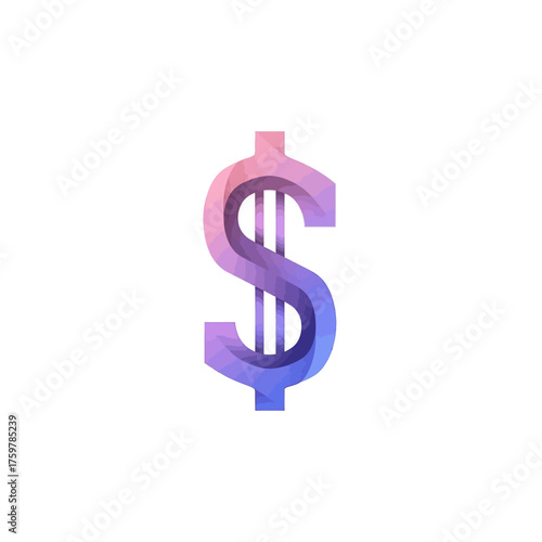 Gradient Dollar Sign Illustration Geometric Low Poly Design for Finance and Investment