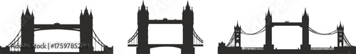 London Tower Bridge Vector Illustration Black Silhouette Landmark for Travel and Tourism Design