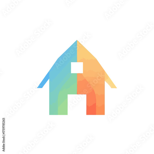Abstract House Logo with a Modern and Playful Colorful Design, Suitable for Real Estate and Home Services