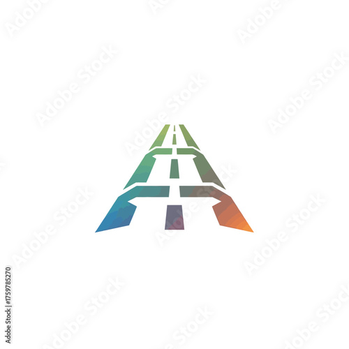 Colorful Abstract Road Illustration A Geometric Journey of the Mind, Ideal for Travel and Wayfinding Designs