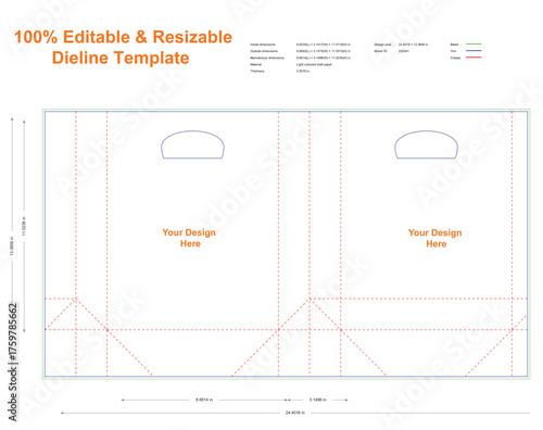 Dieline Template arc holes paper bag, ,die-line design,die-line template,packaging Dielines,die-line design,die-line template,packaging dieline,.eps