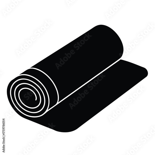 flat vector of a yoga mat with rolled up end  cle