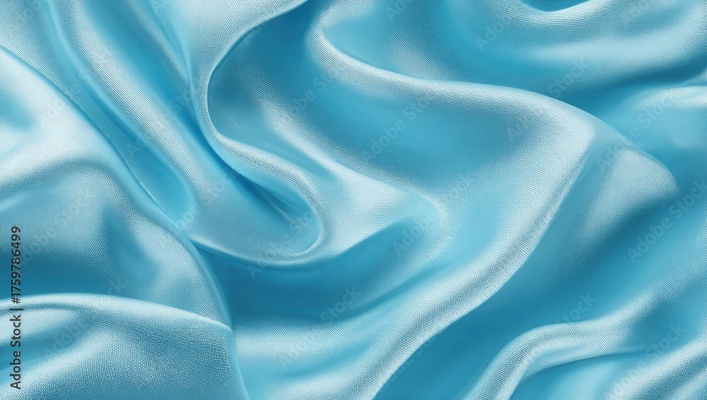 Obraz premium Light blue silk fabric with flowing drapes