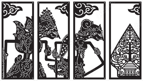 Rama Shinta Javanese Wayang Kulit Puppet Vector Illustration-Laser cutting wall decoration panel