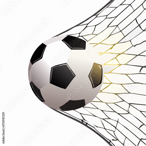 Soccer ball in goal net vector illustration for sports design and football 