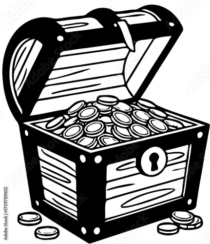 treasure chest with gold coins vector