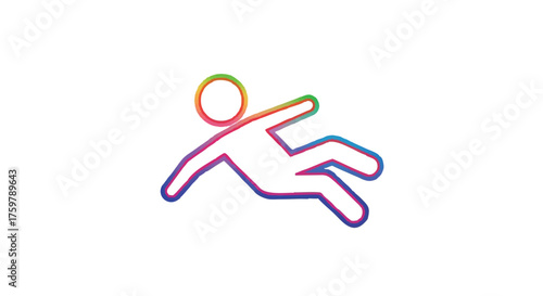 Person sliding outline icon vector