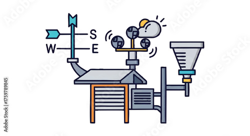 Weather station outline icon vector