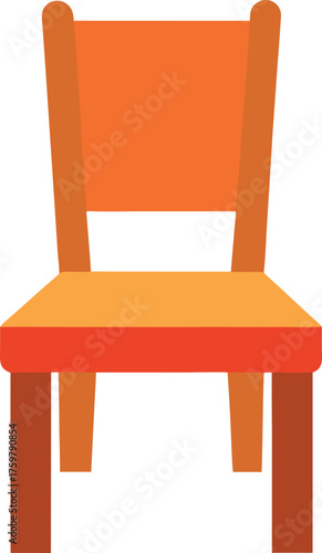 Simple orange wooden chair with a flat seat and backrest