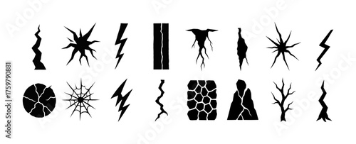 Abstract crack silhouettes collection for graphic design projects