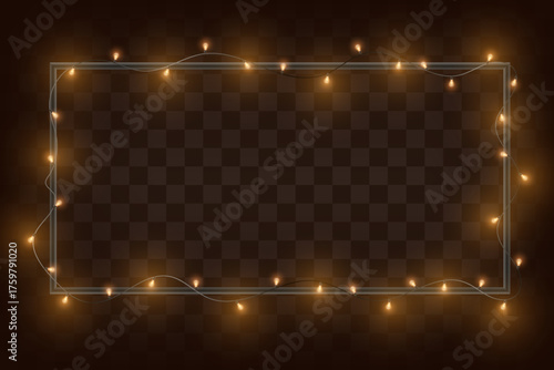 Christmas Garland Frame on Transparent Background