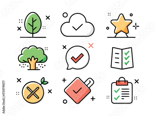 Doodle Style Icons Illustrate Ideas Of Success Failure And Achievement