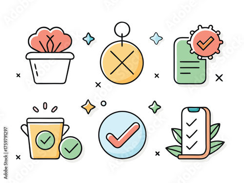 Various Approved Icons Displayed On A White Background With Star Details
