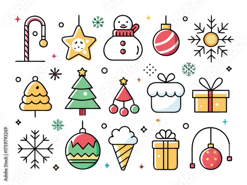 Stylized Winter Holiday Icons Create A Festive Seasonal Graphic Pattern