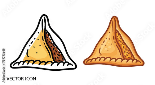 Samosa style pastry outline icon vector