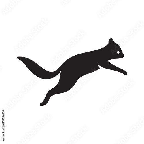 Silhouetted sugar glider in mid-air leap dynamic movement and graceful pose isolated on white vector