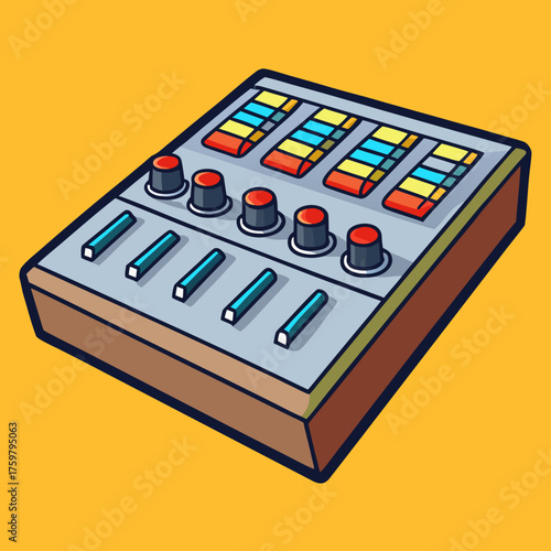 Colorful music production controller with pads and knobs