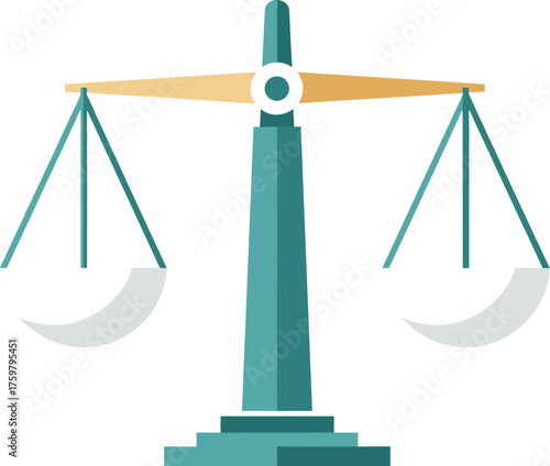 Classic Scales of Justice Symbol Illustrating Legal Equilibrium in Green and White, Representing Impartiality, Fairness, and Balance for Law Firms, Courtrooms, or Educational Presentations - Depicting