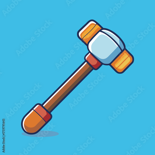 Cartoon sledgehammer tool illustration on blue background
