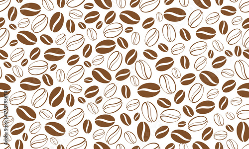 Coffee beans seamless pattern. Coffee background.