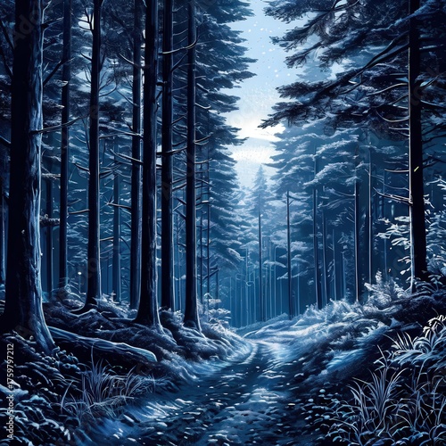 an AI Image Generator, Serene Forest Trail Illuminated by Morning Sunlight and Surrounded