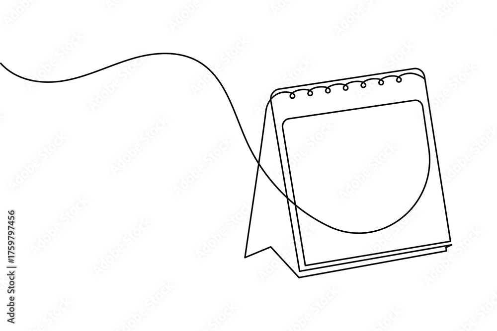 Obraz premium Desk calendar continuous one line drawing minimalist office schedule concept table calendar illustration