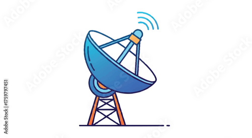 Crop monitoring satellite dish outline icon vector