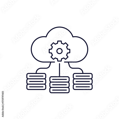 infrastructure icon with cloud, technology line design