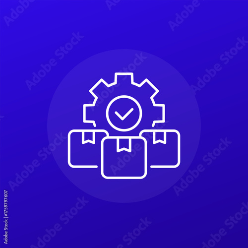 inventory management icon with boxes, line design