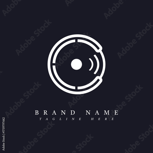 Modern abstract white rounded  logo with a wifi sign