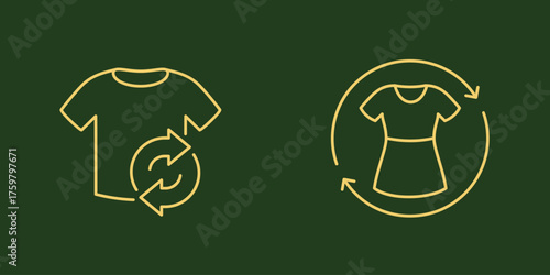 recycling clothes line icons with t-shirt and dress