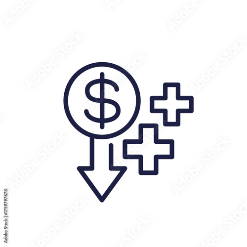 reduce medical costs line icon