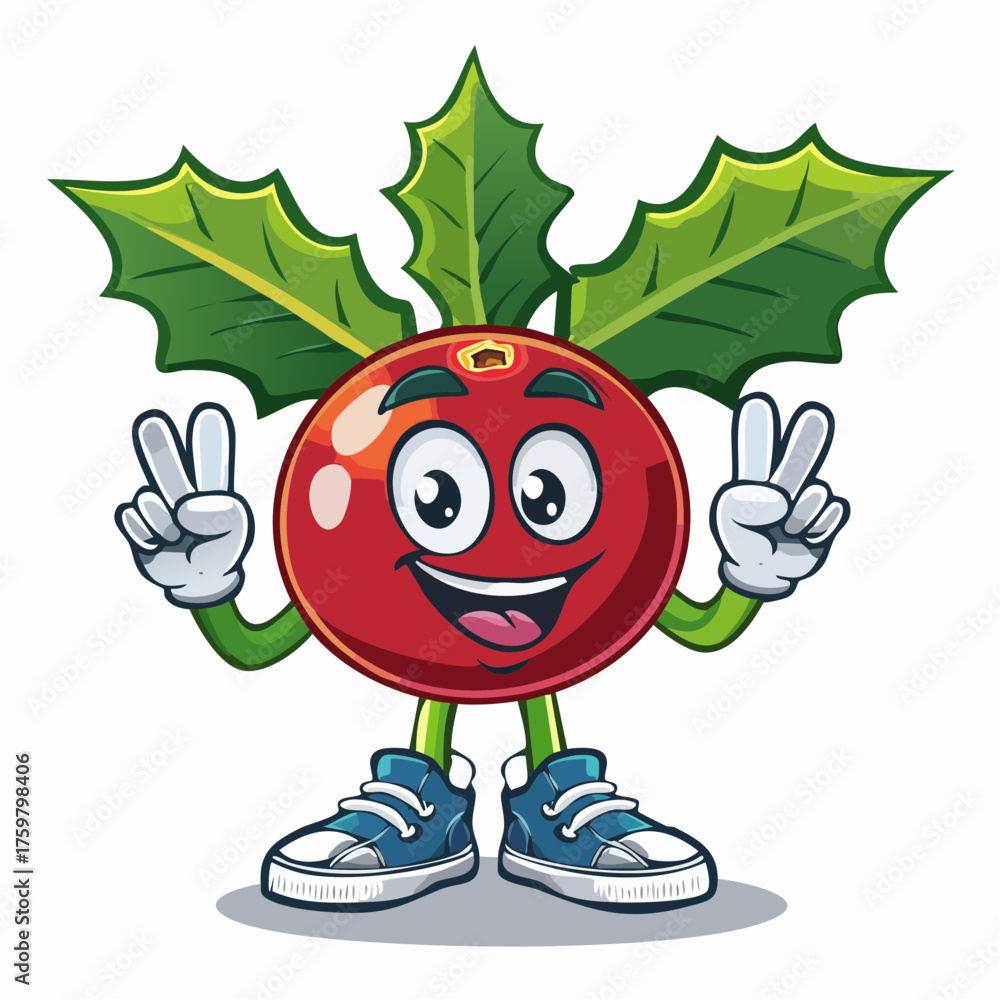 Fototapeta premium Firefly Vector: Holly Berry Mascot in Sneakers