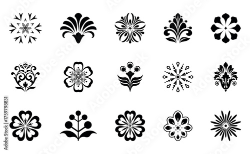Flower icons set. Isolated elements for design. Vector graphics.