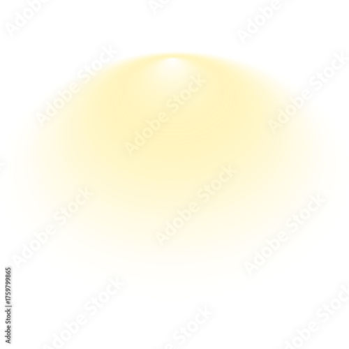 A broad, diffused warm golden-white light shining down from above, creating a soft, general illumination area on a dark backdrop.

