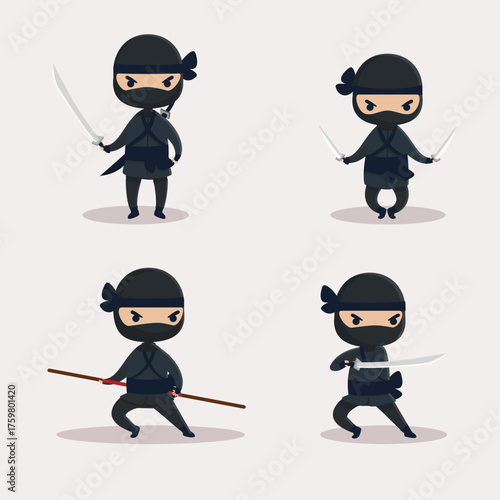 Ninja Warrior Silhouette – Martial Arts Fighter Illustration