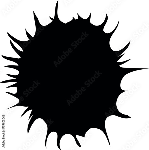 Black silhouette of spike fruit of horse chestnut (Aesculus hippocastanum) isolated on white background