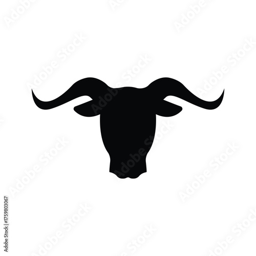 Black bull head logo icon vector.