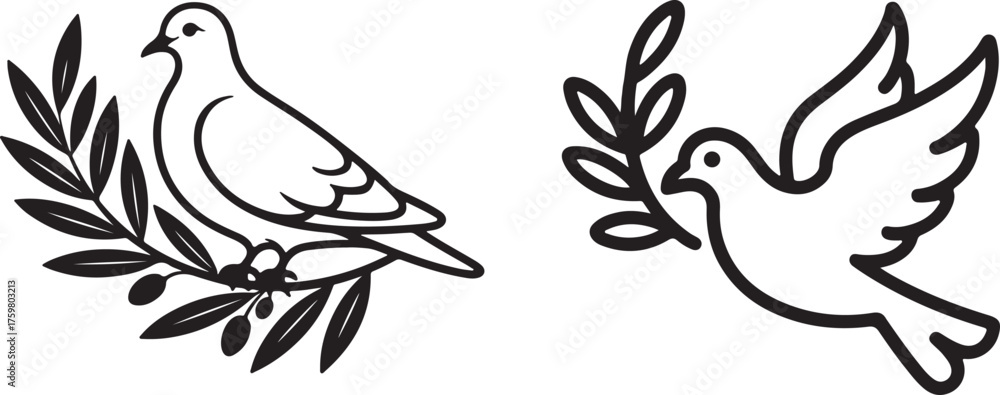 Fototapeta premium Peace dove with olive branch symbol