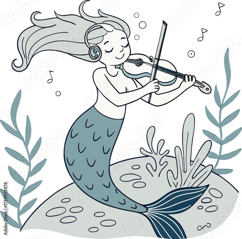 Mermaid Playing Violin Underwater A Musical Journey in the Ocean