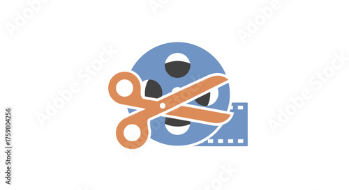 Video Editing Scissors Film Reel Icon Symbol.
