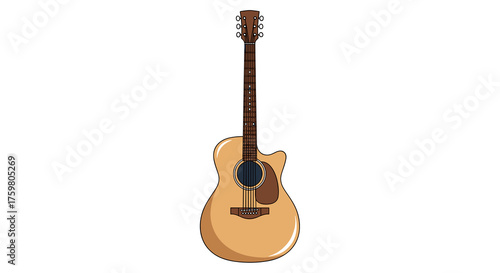 Acoustic Guitar Illustration in Detailed Vector Design, Musical Instrument for Music Education, Concerts, and Entertainment in a Creative Arts Setting, Stylish Design for Website Graphics, Marketing C