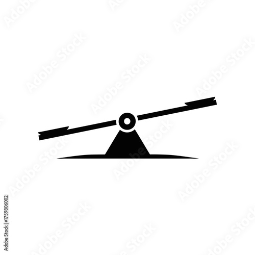 Seesaw Line Icon – Playground Equipment, Balance, Childhood Fun, Minimal Vector Illustration