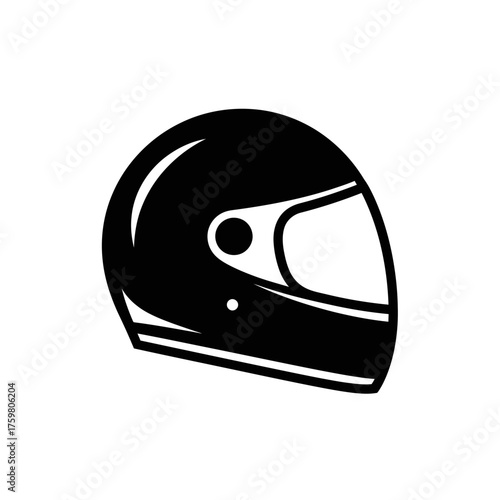 Motorcycle Helmet Silhouette – Protective Gear, Biker Safety, Racing Helmet Vector Icon