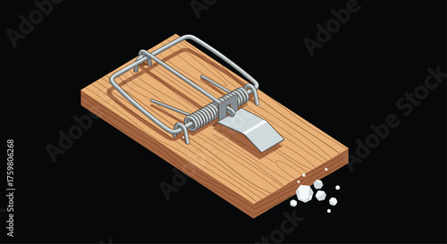 A classic wooden mousetrap ready to spring into action.