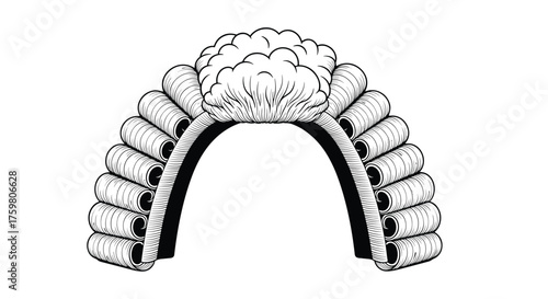 A traditional barrister wig for courtrooms.