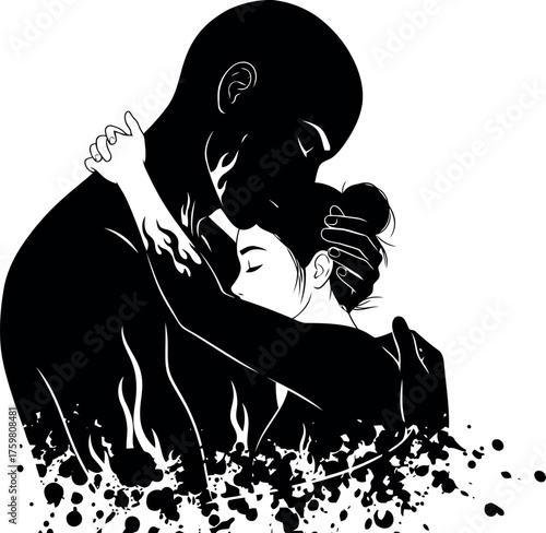 Silhouette of a person singing with a microphone in a stylized artistic depiction